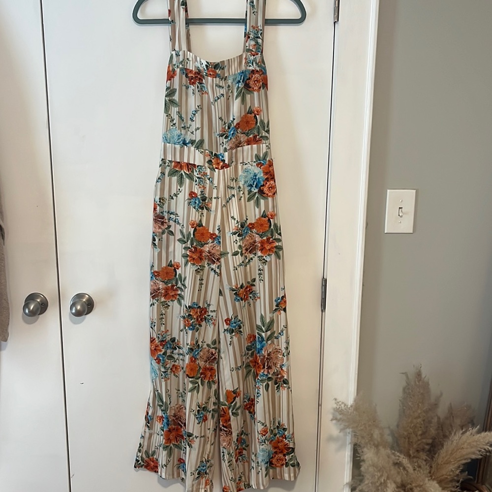 Boutique striped floral jumpsuit
